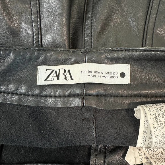 ZARA 90s Wide Leg Faux Leather Pants High Waist Trouser, Black - Picture 10 of 11